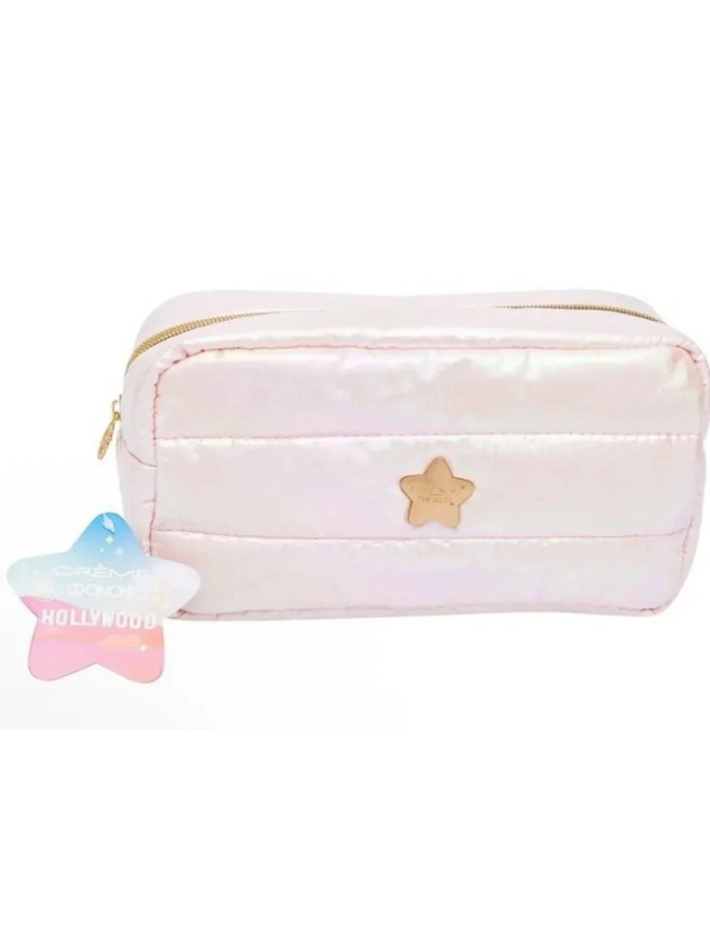Light Pink Travel Makeup Pouch Cosmetic Case Puffy Quilted Crème Shop NWT